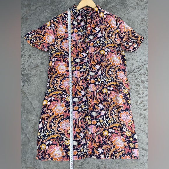 tahari 100% linen Floral Button-Up Dress - Picture 5 of 7